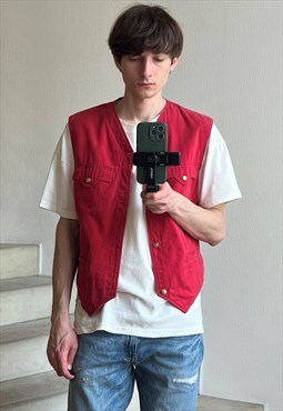 Vintage VERSACE Vest Waistcoat Western Jacket 90s Red