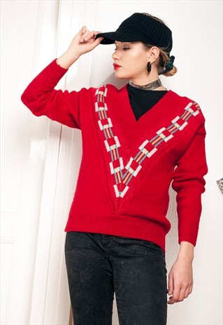 WOOL KNIT JUMPER - 80S VINTAGE SWEATER
