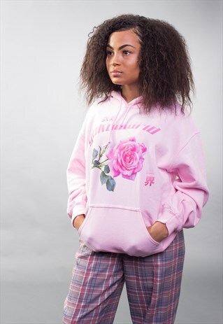 SENDING YOU A ROSE YOKUWORLD HOODIE IN LIGHT PINK