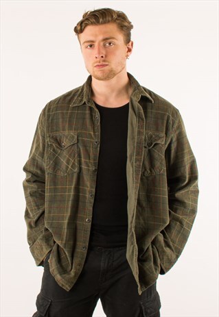 VINTAGE BEIGE CHECKERED CORDUROY SHIRT