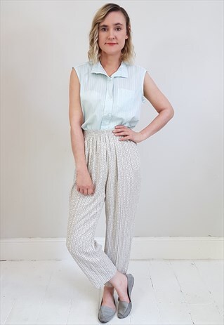 VINTAGE 80'S LIGHT BEIGE NUDE STRIPED TROUSERS