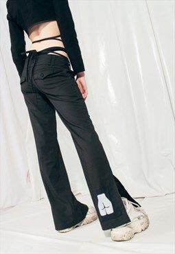 Vintage Flare Trousers Y2K Reworked Feminist Graphic Pants