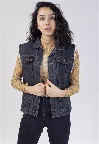 VINTAGE 90S HARLEY DAVIDSON SLEEVELESS DENIM JACKET