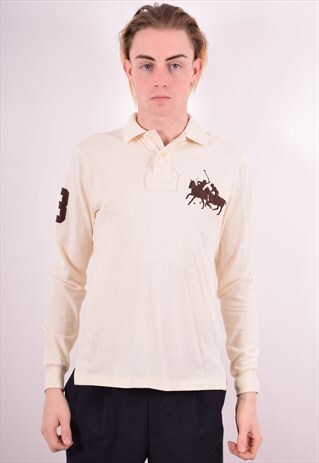 POLO RALPH LAUREN MENS VINTAGE RUGBY POLO SHIRT SMALL 90'S