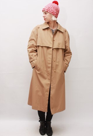 VINTAGE 80'S CLASSIC AWESOME BEIGE TRENCH COAT