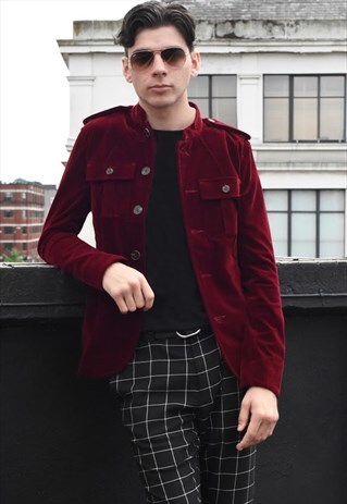 RETRO BURGUNDY VELVET JACKET