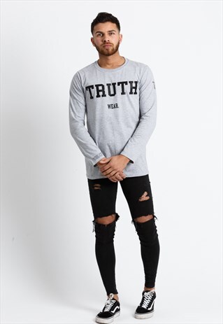 BLACK ON GREY LONG SLEEVED TSHIRT