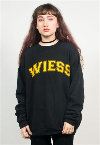 VINTAGE 90'S BLACK USA COLLEGE PRINT SWEATSHIRT