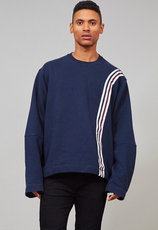 VINTAGE 90'S SUPER OVERSIZED NAVY BLUE ADIDAS SWEATER