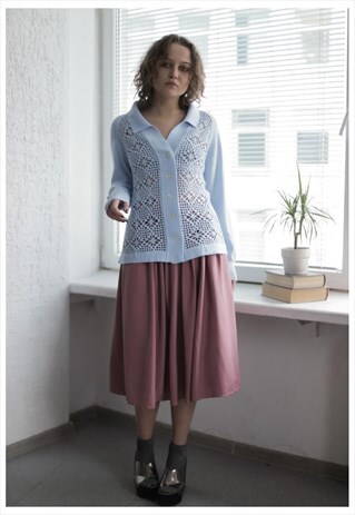 VINTAGE 80'S LIGHT BLUE KNITTED CARDIGAN