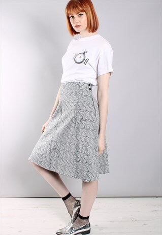 VINTAGE 70S TEXTURED A-LINE MIDI SKIRT