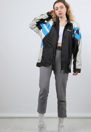 ADIDAS LARGE BLACK WINDBREAKER SHELL JACKET
