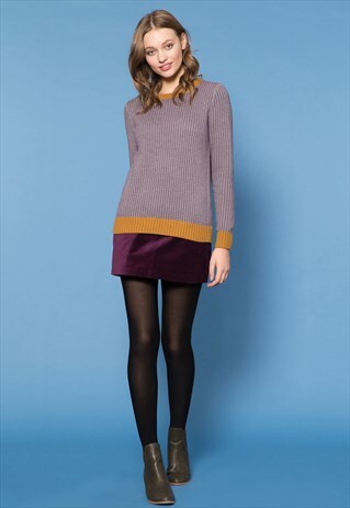 PRINCESS HIGHWAY PURPLE THREE-COLOUR KNIT SWEATER