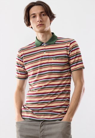 90'S VINTAGE MENS LACOSTE STRIPED SHORT SLEEVE POLO SHIRT