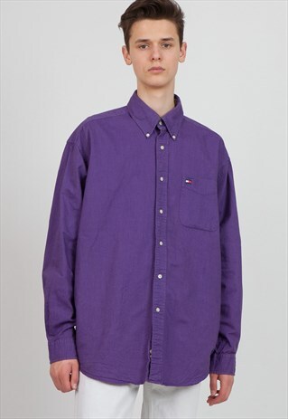 VINTAGE PURPLE TOMMY HILFIGER LONG SLEEVE COTTON SHIRT