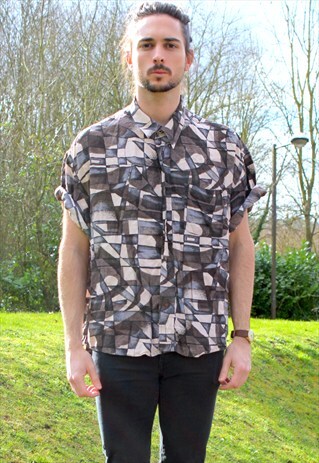 VINTAGE 80S ART NERD SHIRT - MEDIUM - FESTIVAL - RETRO