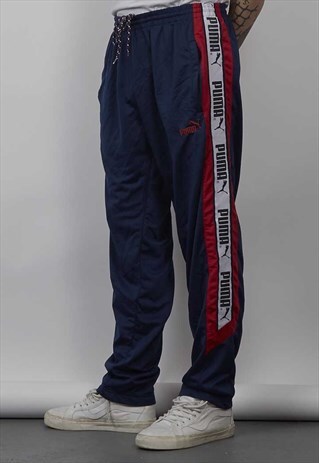 VINTAGE 90'S PUMA LOGO TAPE NAVY/ RED JOGGERS