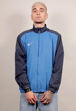 VINTAGE 90'S NIKE BLUE MESH SPORTS SHELL JACKET