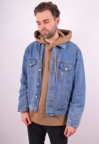 MENS VINTAGE DENIM JACKET LARGE BLUE 90'S