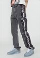 Thunder print jeans light flame denim overalls in grey
