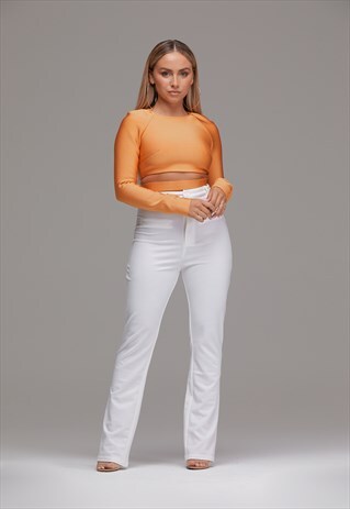 LONG-SLEEVE VIBRANT BANDAGE TOP IN ORANGE