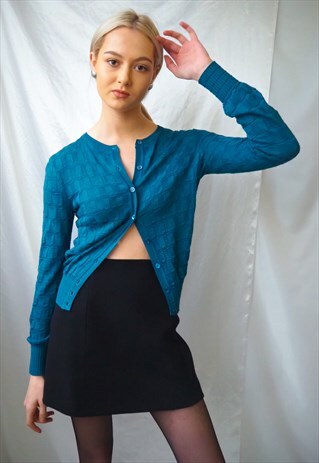 VINTAGE MISSONI TEAL BUTTON UP CARDIGAN