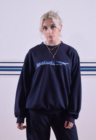 NAVY REEBOK EMBROIDERED SWEATSHIRT