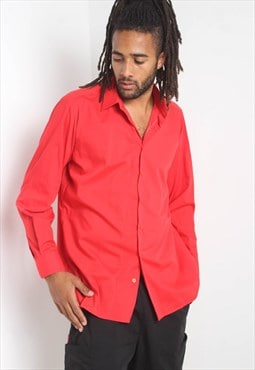 Vintage 80s Bright Smart Oxford Shirt Red