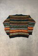 VINTAGE KNITTED JUMPER BRIGHT PATTERNED KNIT SWEATER