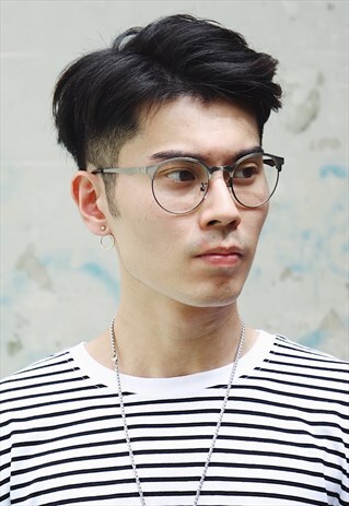 GREY METAL GLASSES CLEAR LENSES