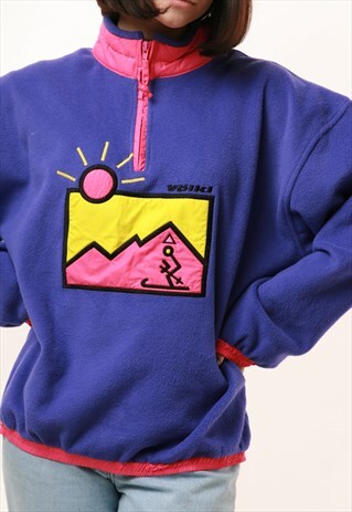 90S RARE VINTAGE ITALIAN VOLKI 1/4 ZIP FLEECE JUMPER 15070