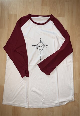 VINTAGE BAAD T-SHIRT BASEBALL WHITE / BURGUNDY