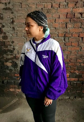 VINTAGE REEBOK CRAZY PURPLE SHELL TRACKSUIT BOMBER JACKET