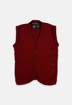 Vintage Tommy Hilfiger red embroidered cardigan vest