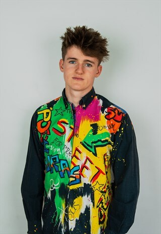 VERSACE GRAFFITI SHIRT JEANS COUTURE NAVY S