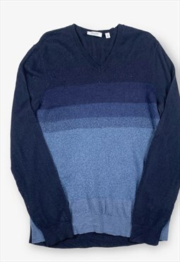 Vintage CALVIN KLEIN Italian Wool Knit Jumper Navy L BV15780