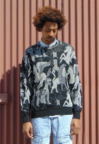 80S 90S ITALIAN LUXURY UNICORN METALLIC SWEATER LARGE
