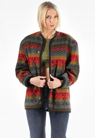 VINTAGE AZTEC COAT RETRO FELT WOOL