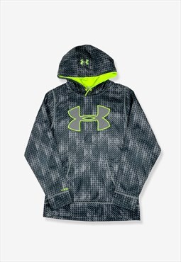 Vintage Under Armour Patterned Hoodie Charcoal Small