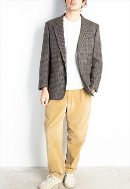 Men's Principe Grey Rough Colorful Checked Wool Blazer