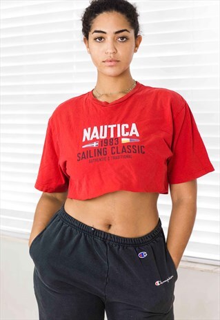 VINTAGE NAUTICA CROP TOP REWORKED LOGO 90S X 4.7