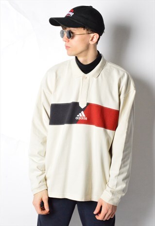 2000 BEIGE ADIDAS POLO LONG SLEEVE SHIRT