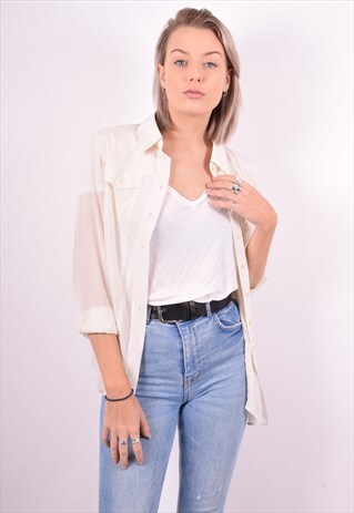MOSCHINO WOMENS VINTAGE SHIRT MEDIUM BEIGE 90'S