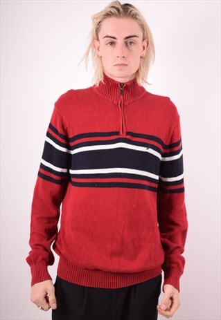 NAUTICA MENS VINTAGE JUMPER SWEATER MEDIUM RED 90S