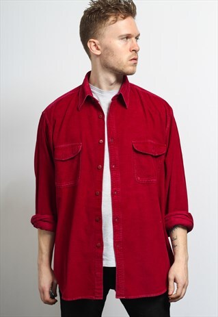VINTAGE CORDUROY CORD SHIRT RED