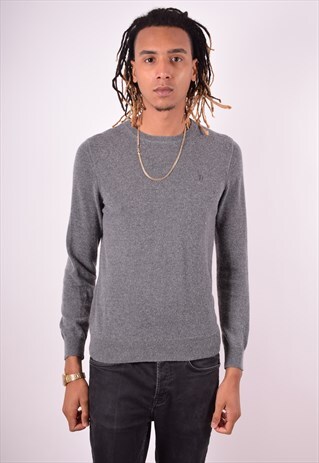 TRUSSARDI MENS VINTAGE JUMPER SWEATER MEDIUM GREY 90S