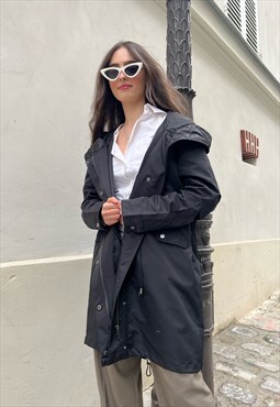 Kzell Parka with satin detail in Black