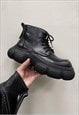 TRACTOR SOLE BOOTS PLATFORM ANKLE SHOES FAUX LEATHER TRAINER