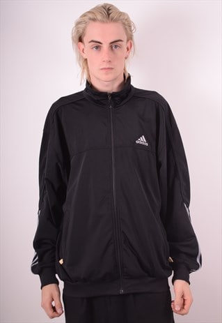 ADIDAS MENS VINTAGE TRACKSUIT TOP JACKET XL BLACK 90S