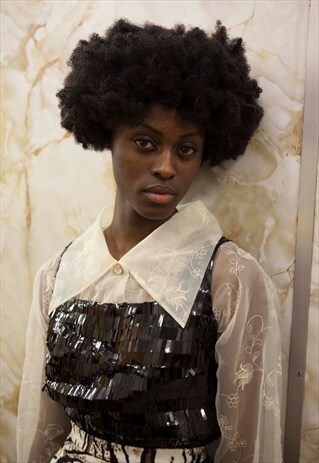 IRISDUTCH TOP- BLACK SEQUIN COLLAR TOP